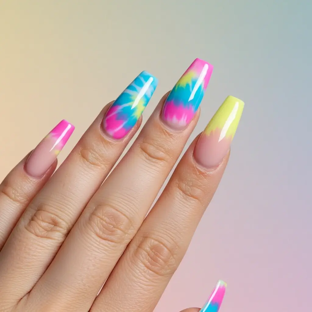 Acrylic Tie-Dye Nails Image