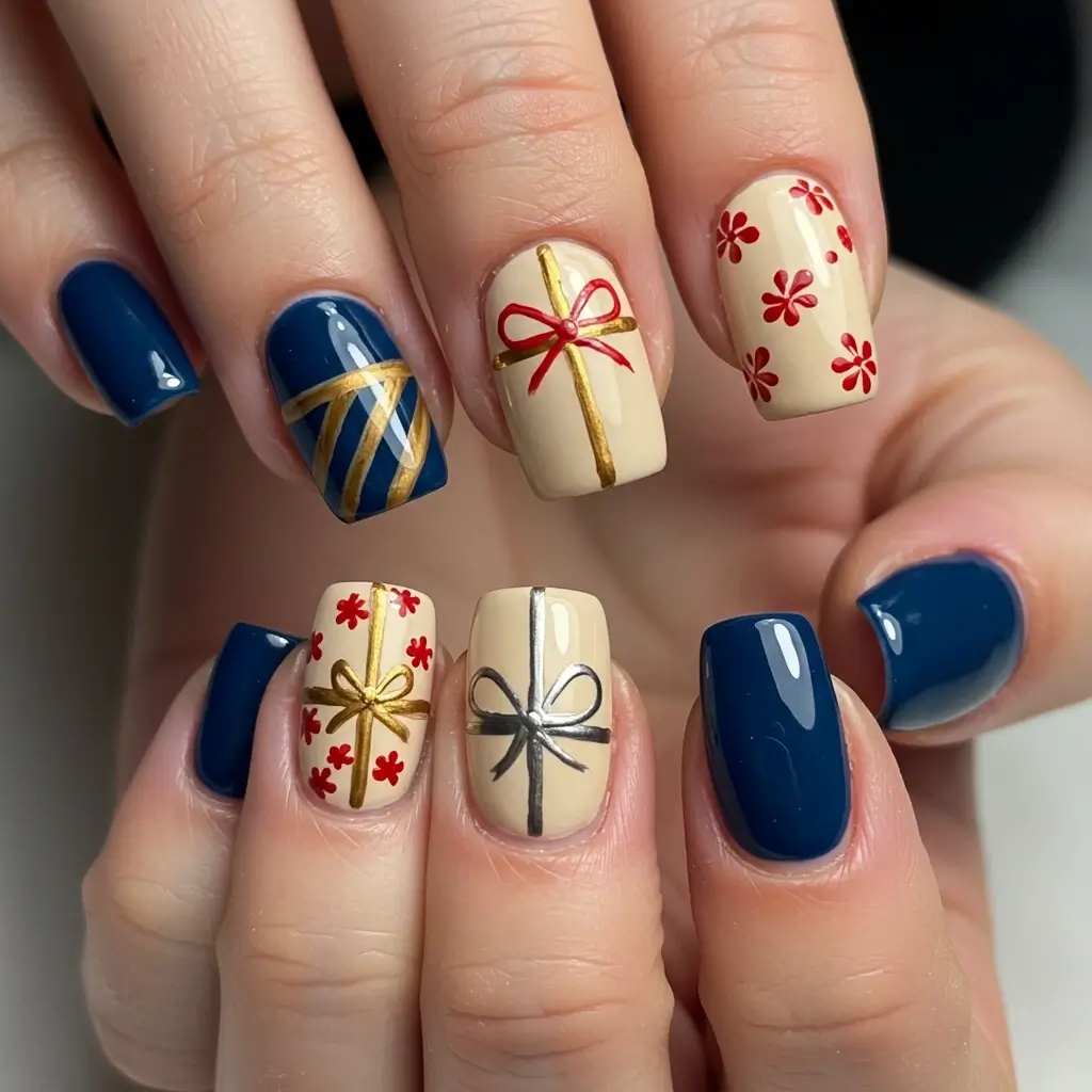 Birthday Gift Box Nails Image