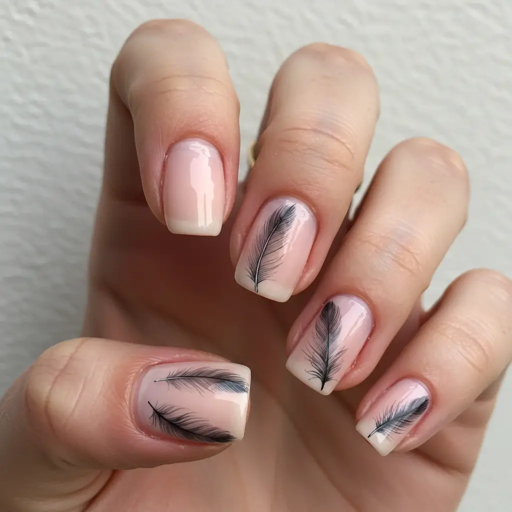 Feather-Inspired Nails Image