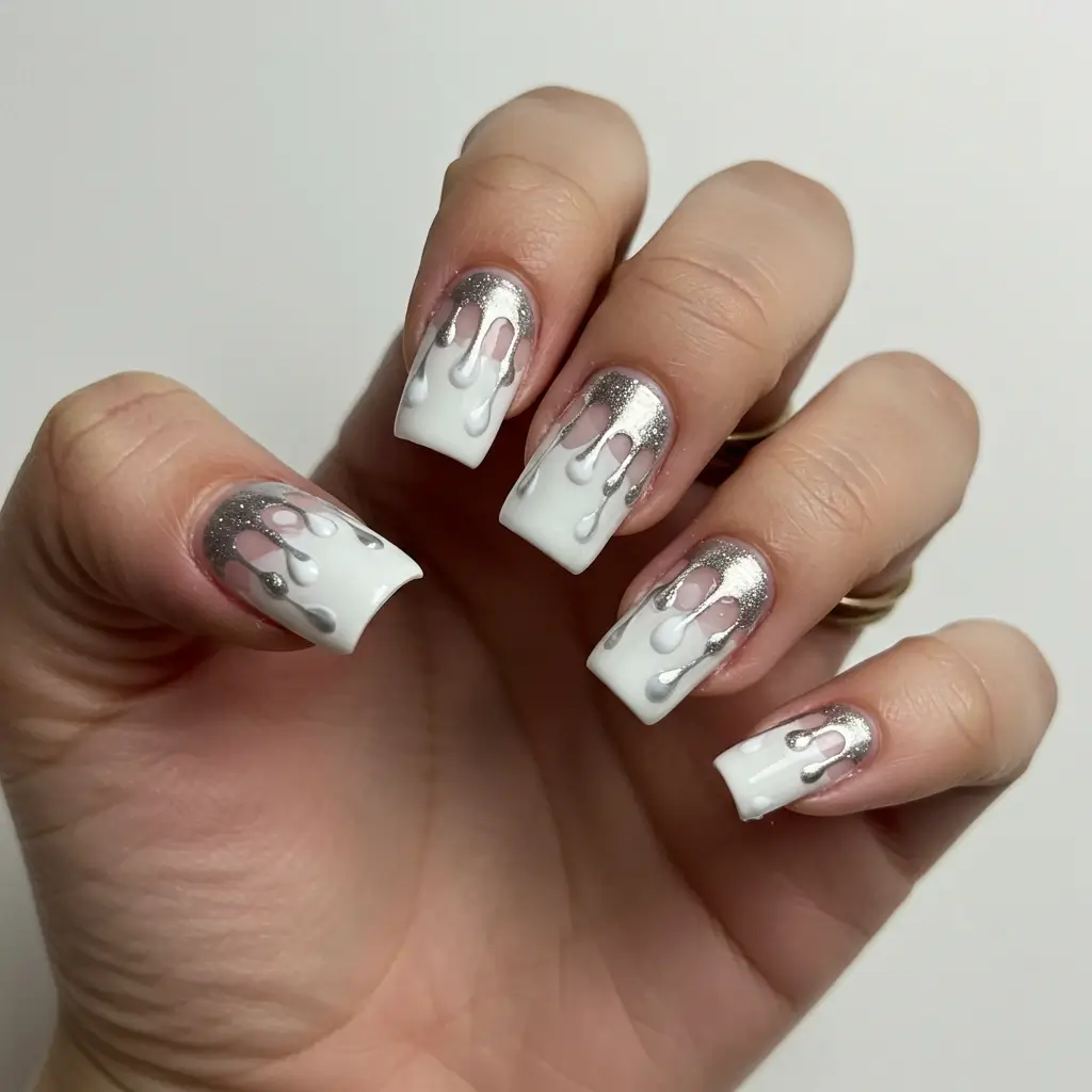 Frosted Drip Nails Image