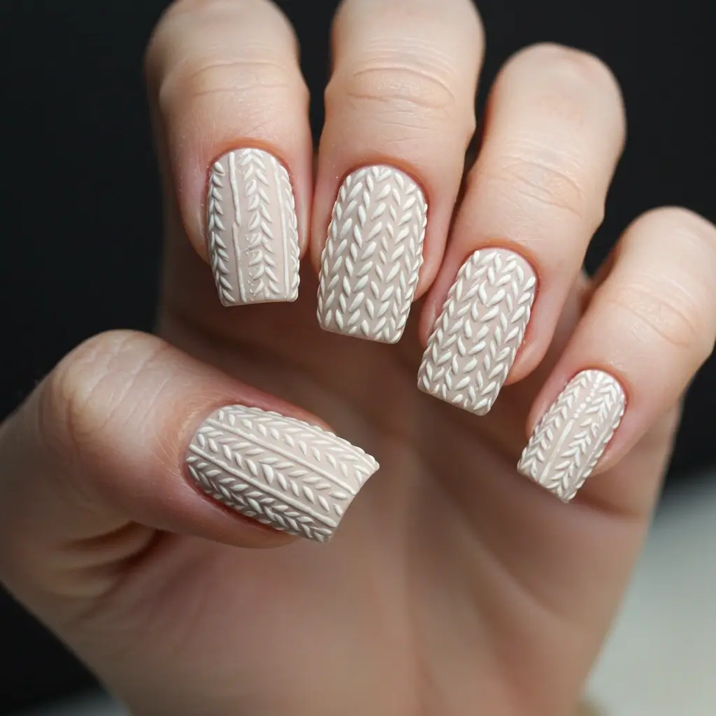 Frosted Holiday Sweater Nails Image