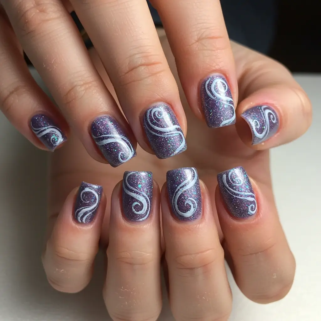 Glitter Swirl Nails Image