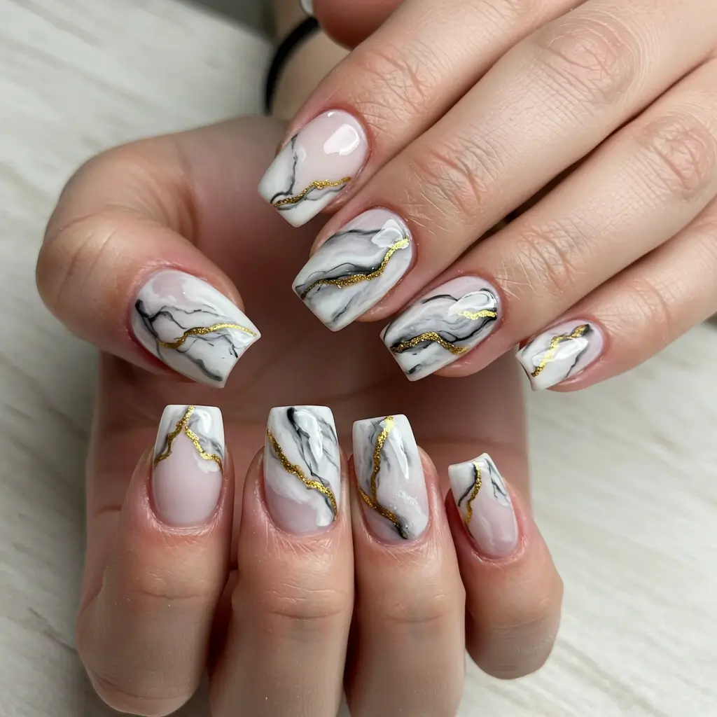 Marble Swirl Nails Image