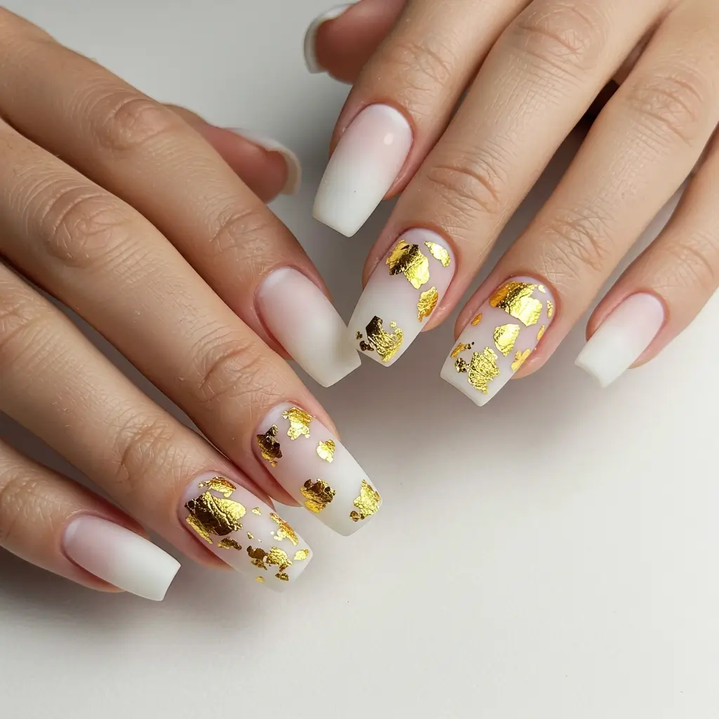 Matte White with Gold Leaf Accents Image