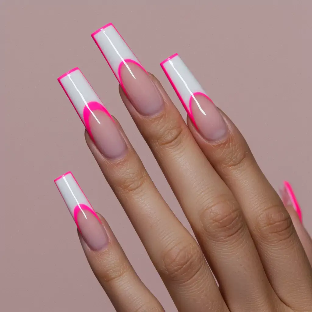 Neon Acrylic French Tips Image