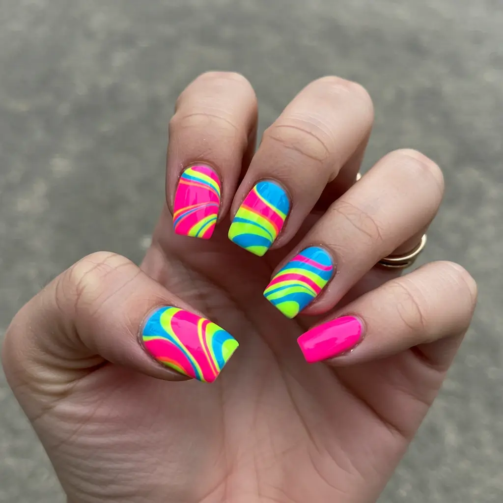 Neon Swirl Nails Image