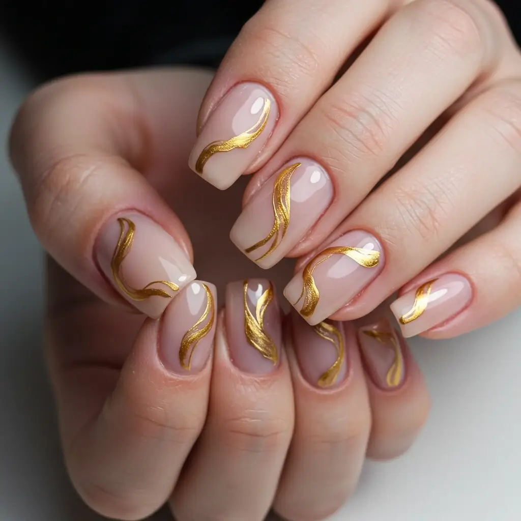 Nude & Gold Swirls Image