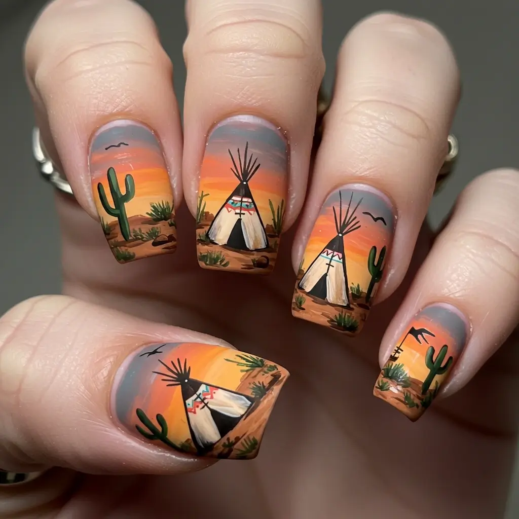 Sunset Desert Nails Image
