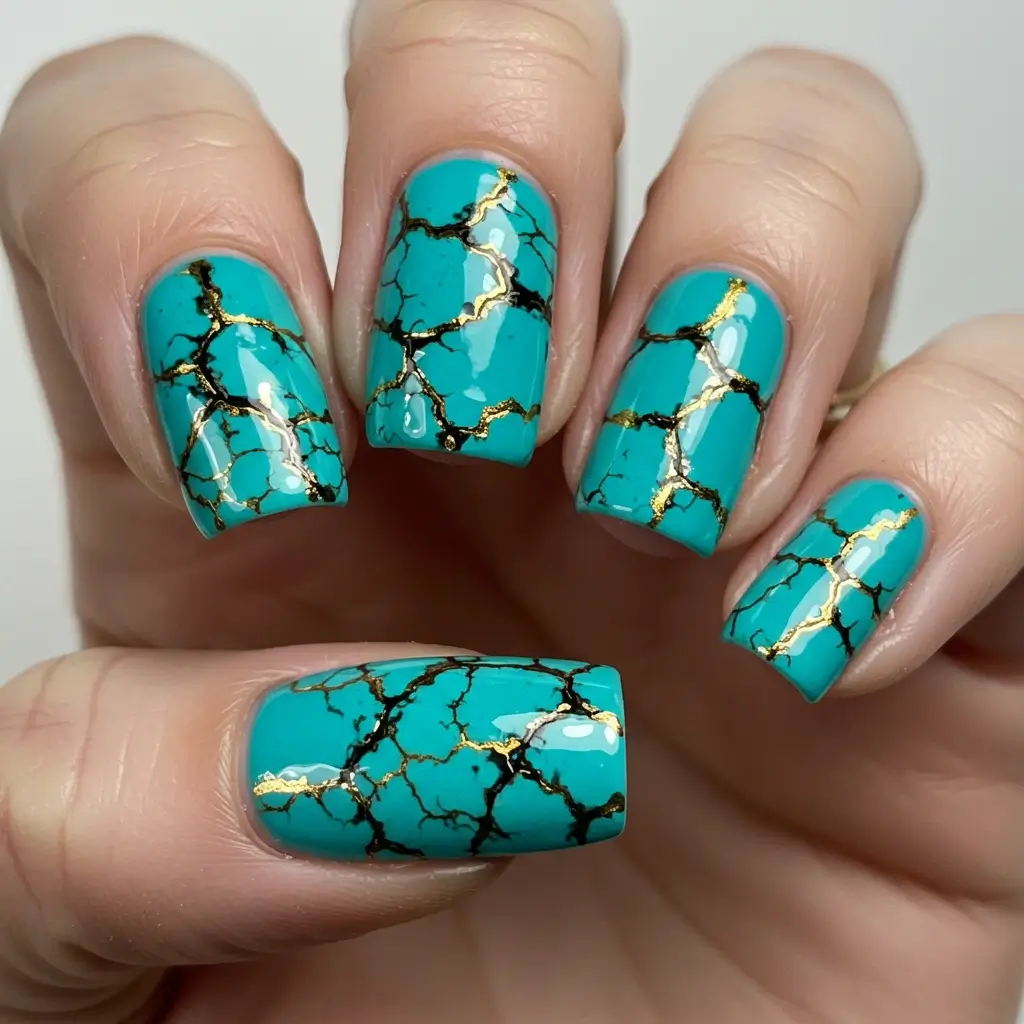 Turquoise Stone Nails Image