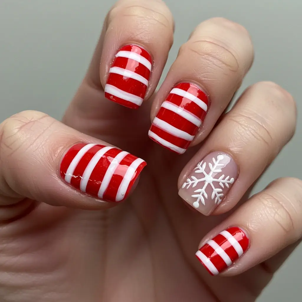 Whimsical Snowflakes & Candy Cane Stripes Image