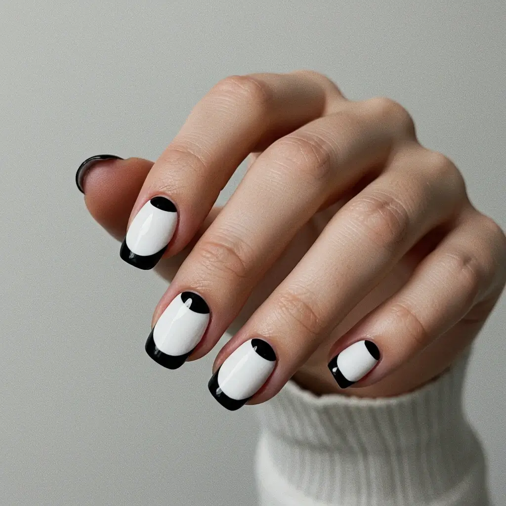 White and Black Half-Moon Design Image