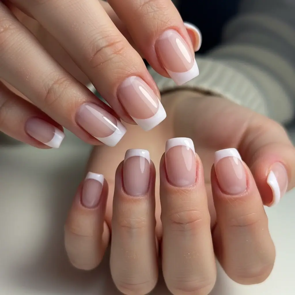 White with Light Pink Tips Image
