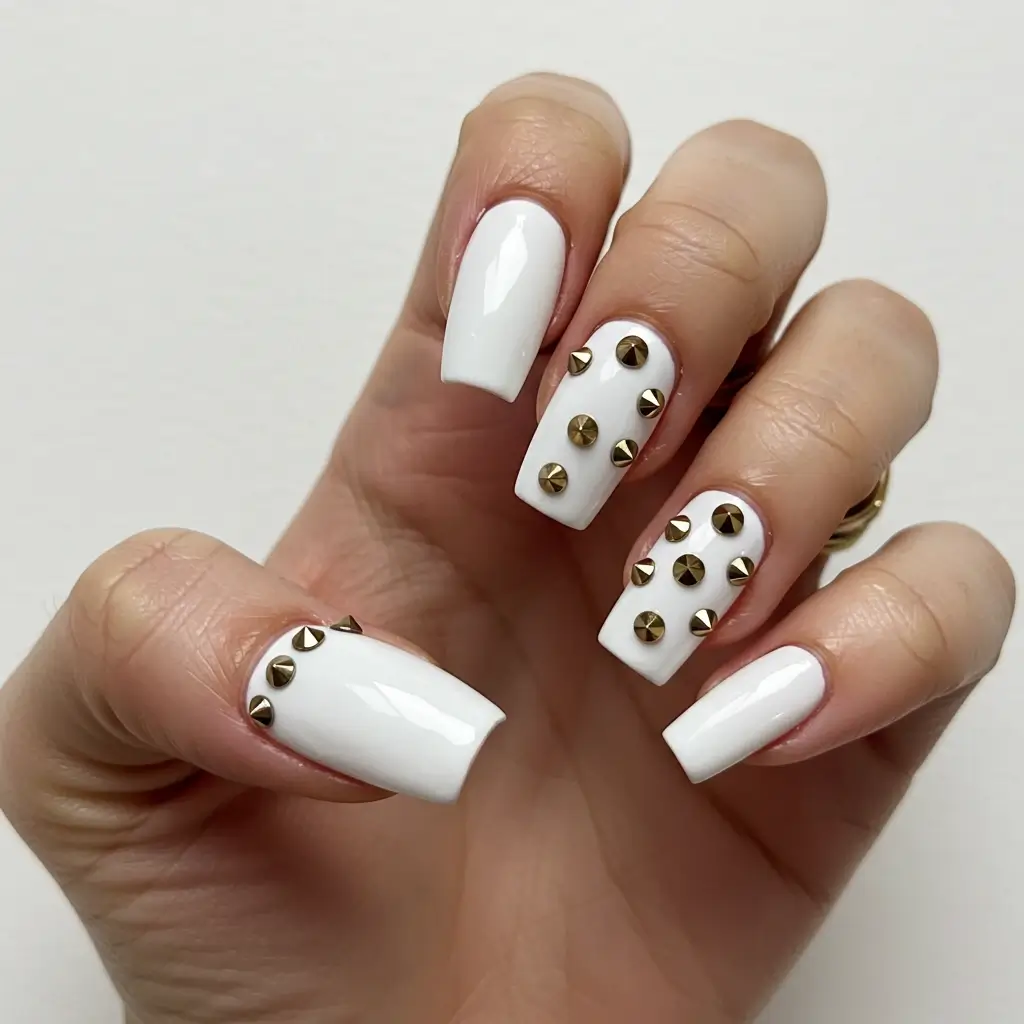 White with Metallic Studs Image
