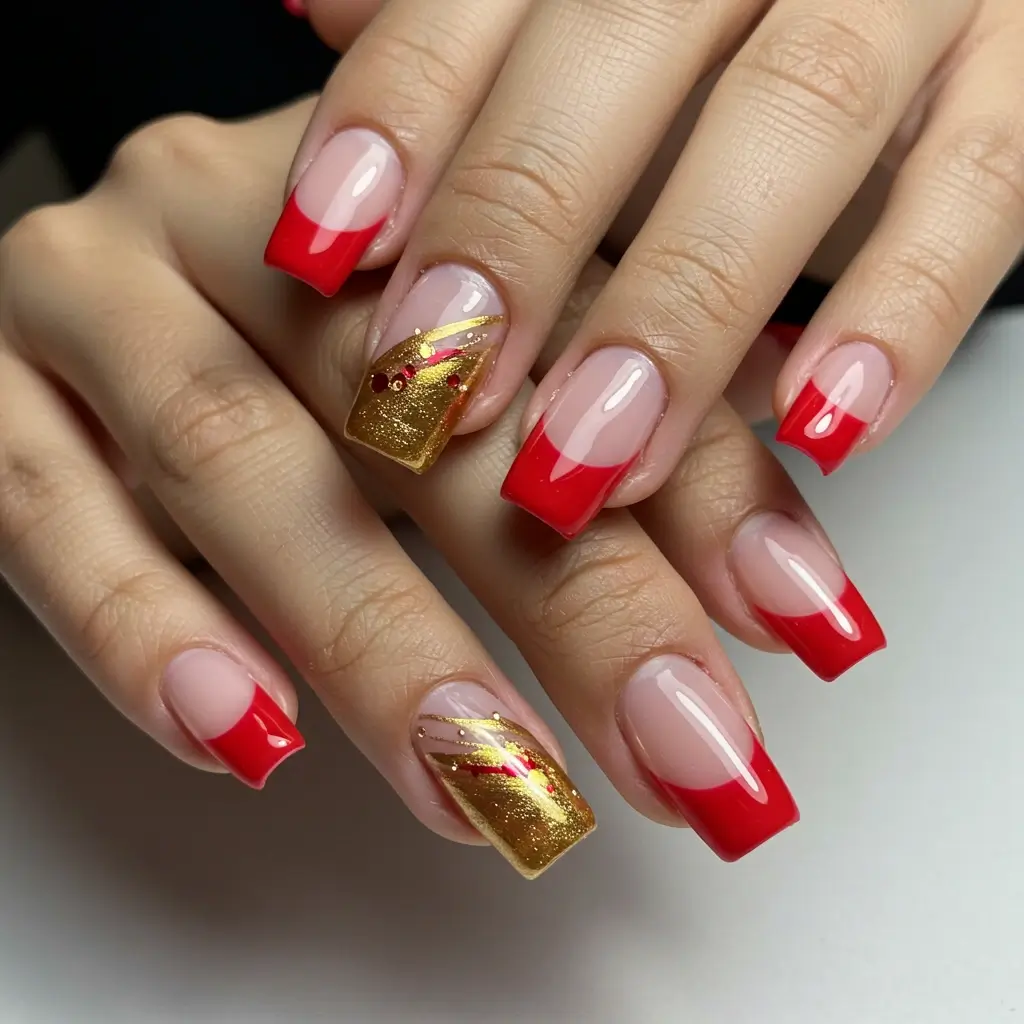 White with Red and Gold Tips Image
