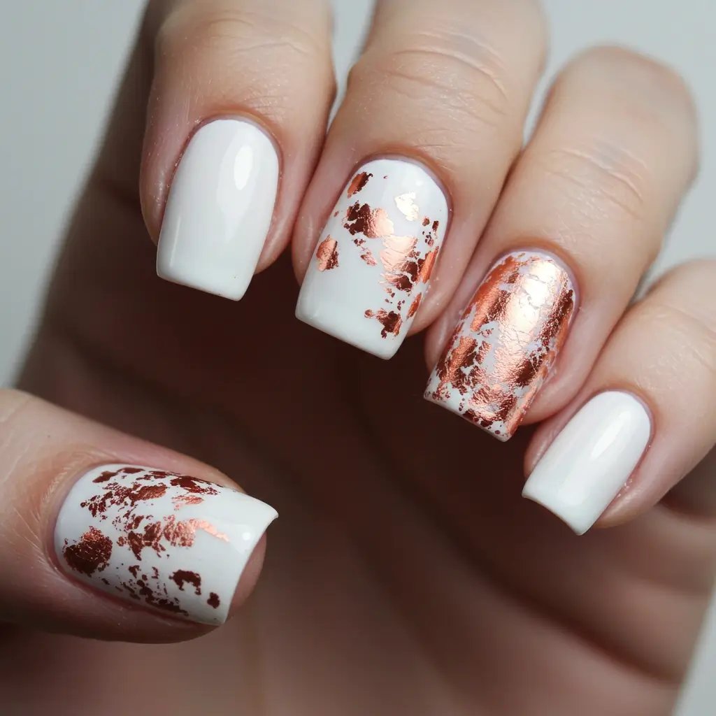 White with Rose Gold Foil Image
