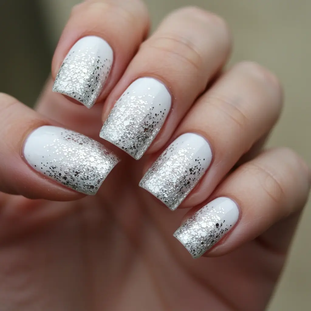 White with Silver Glitter image