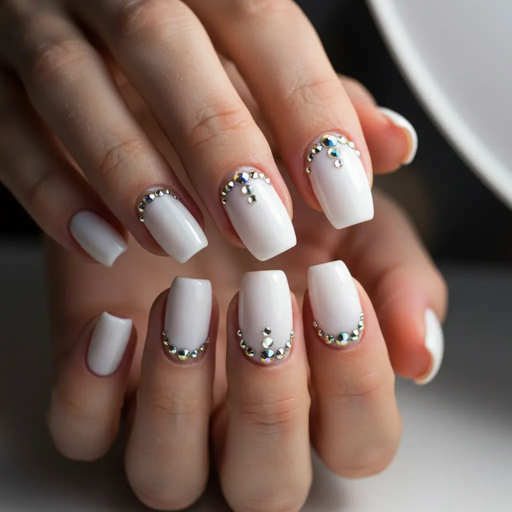 White with Tiny Crystal Embellishments image