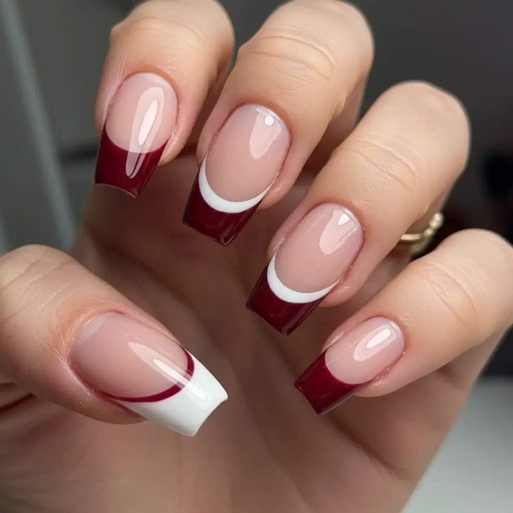 Burgundy French Tips Image