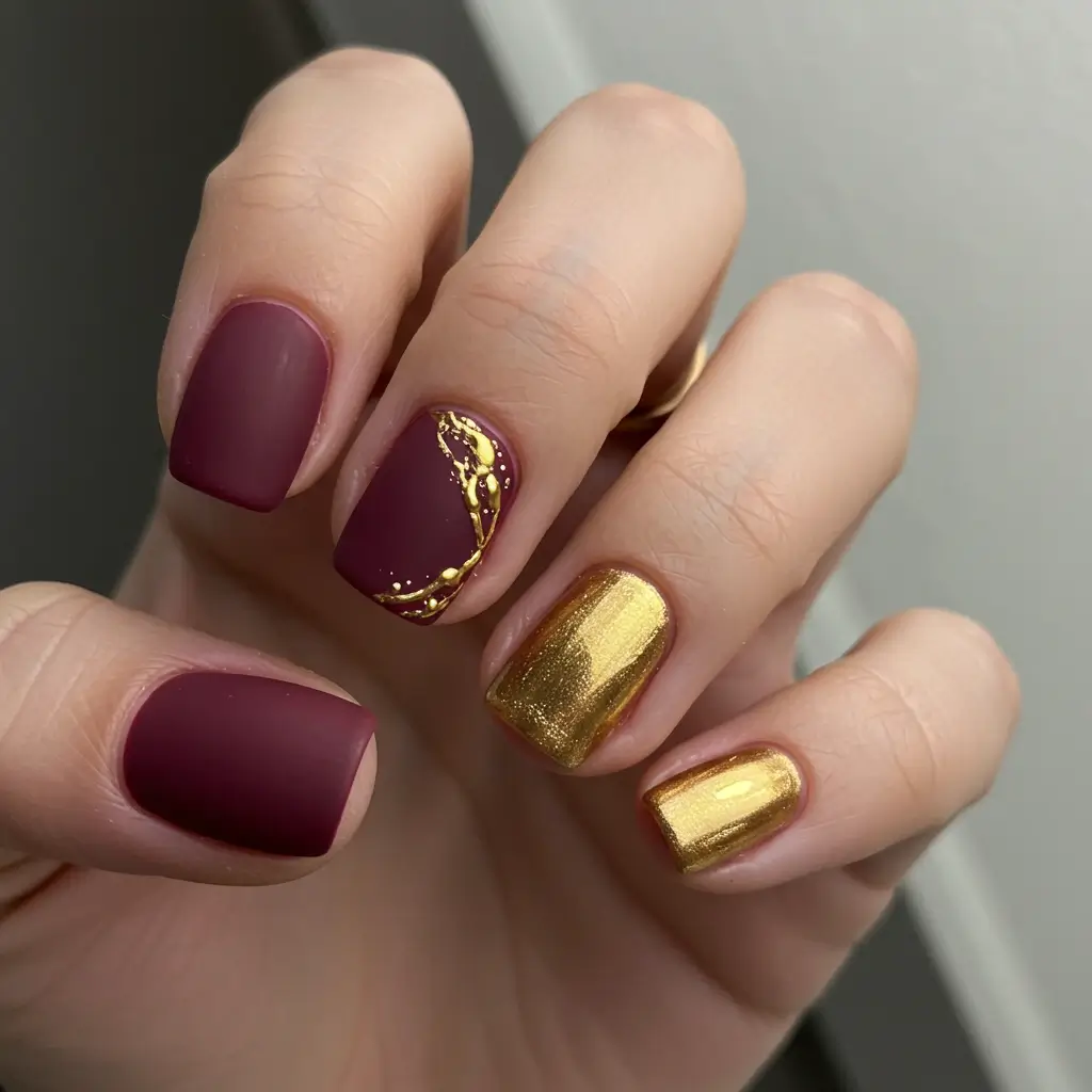 Burgundy and Gold Accent Image