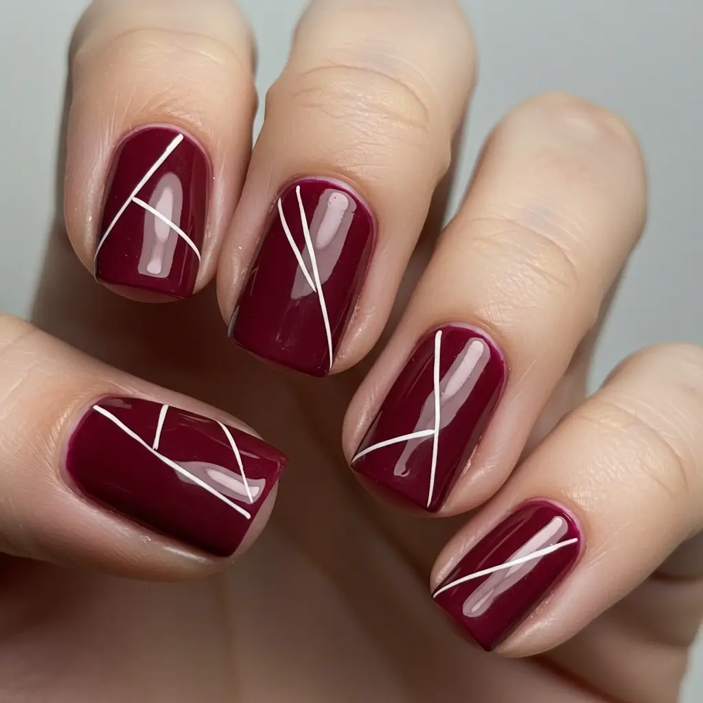 Burgundy with Geometric Lines Image