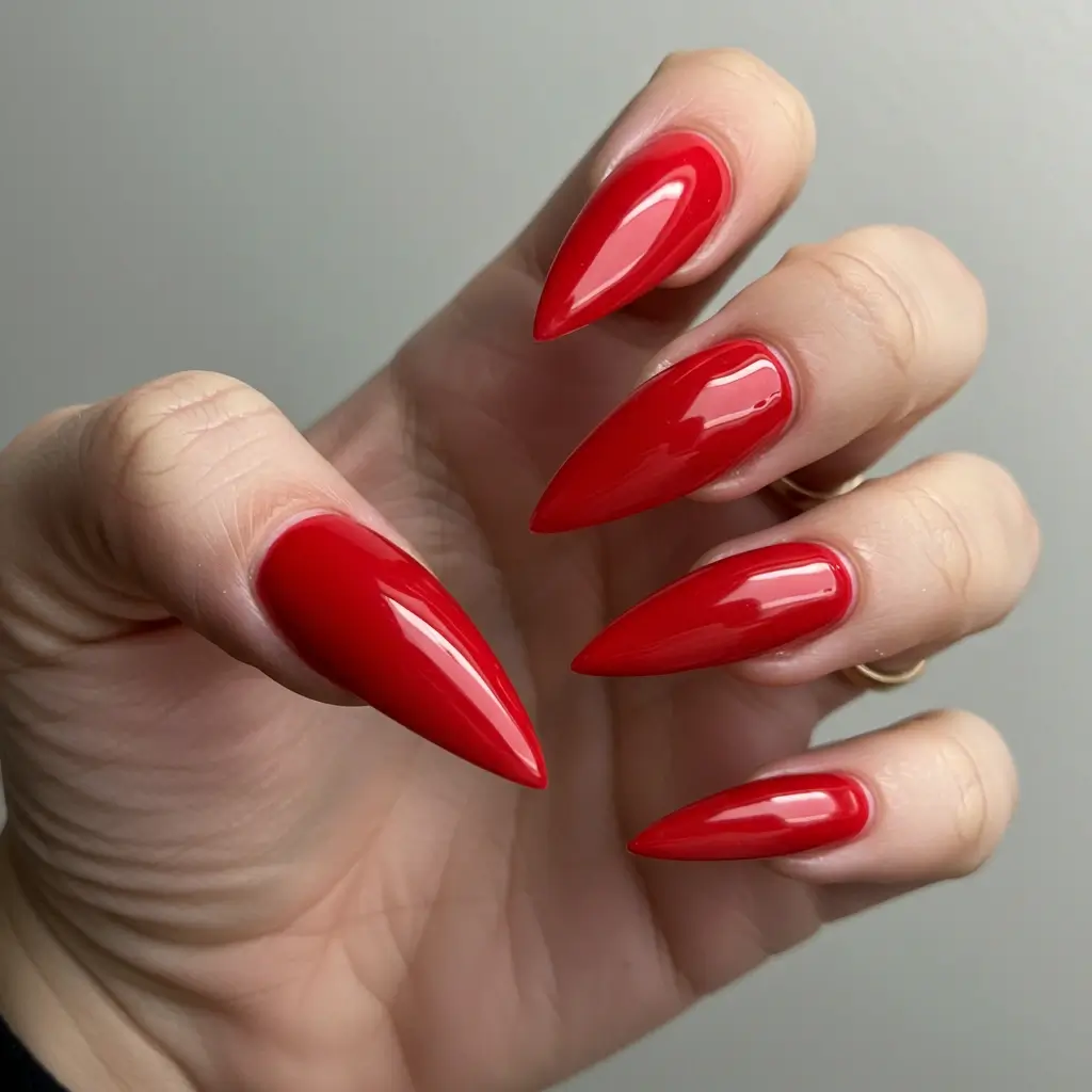 Cherry Red Stiletto Nails Image