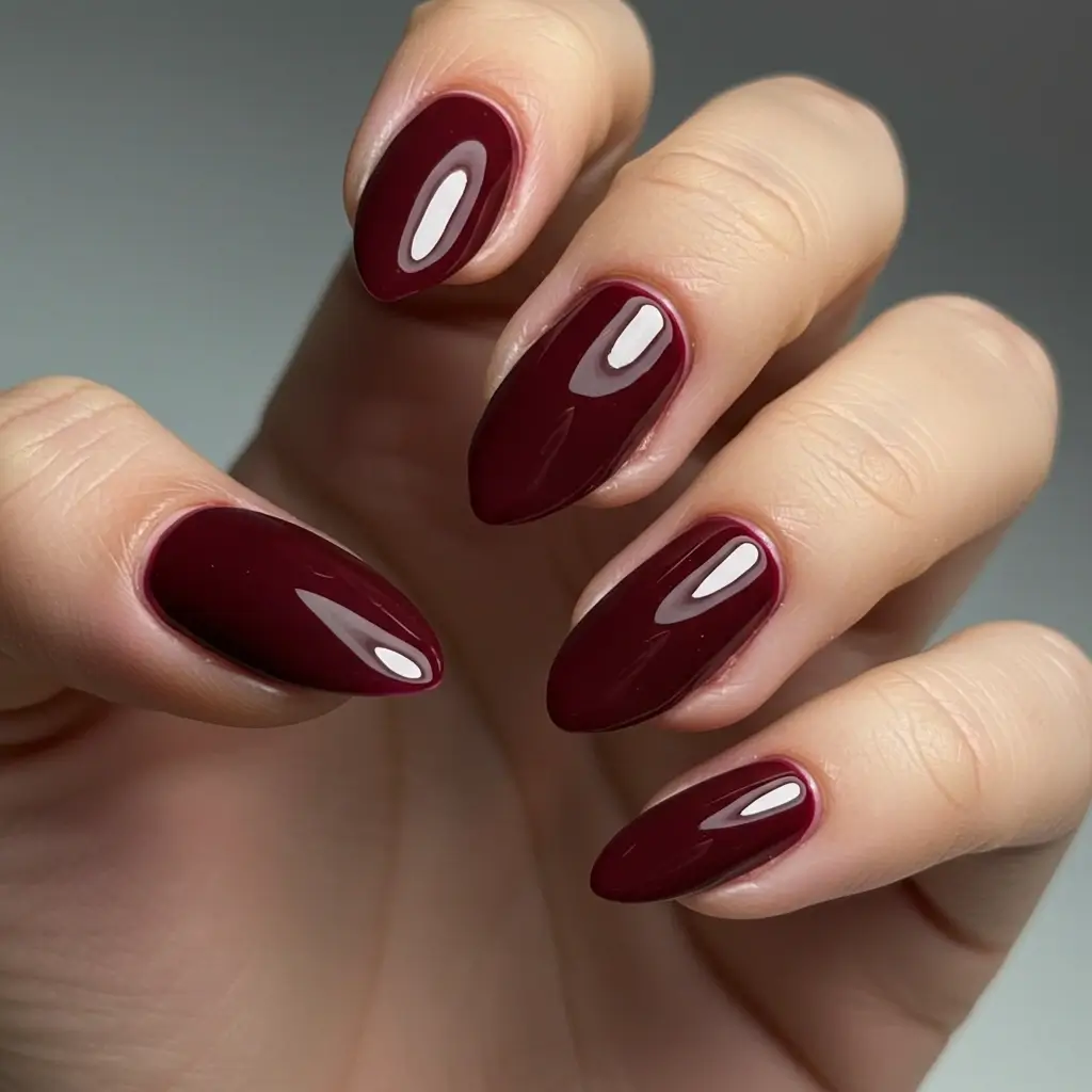 Deep Burgundy Almond Nails Image