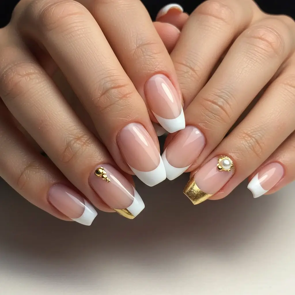 Pearl-Embellished French Tips Image