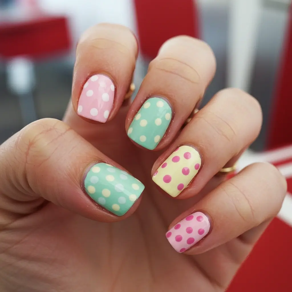 Polka Dot Pastel Nails Image