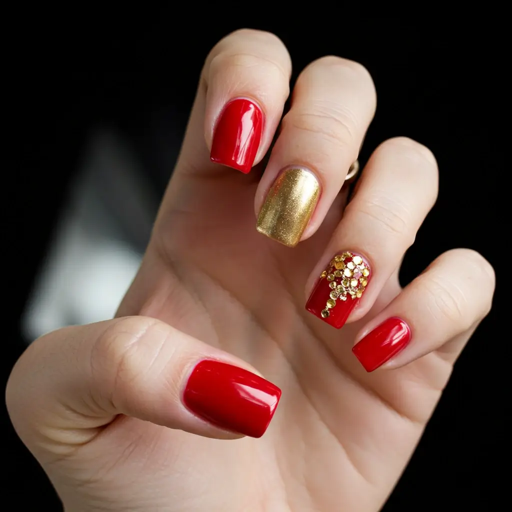 A Dual Charm of Gold and Red Image