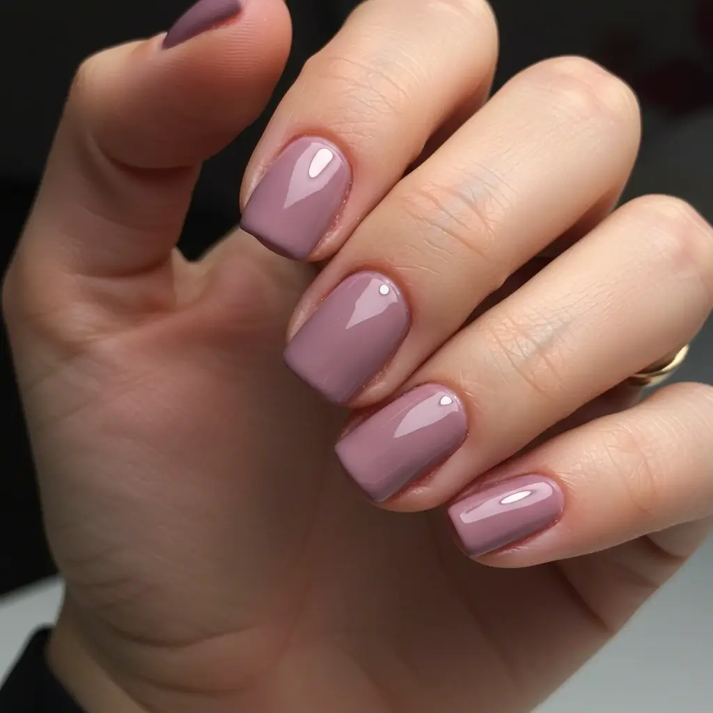 Glossy Mauve Pink Spring Nails Image