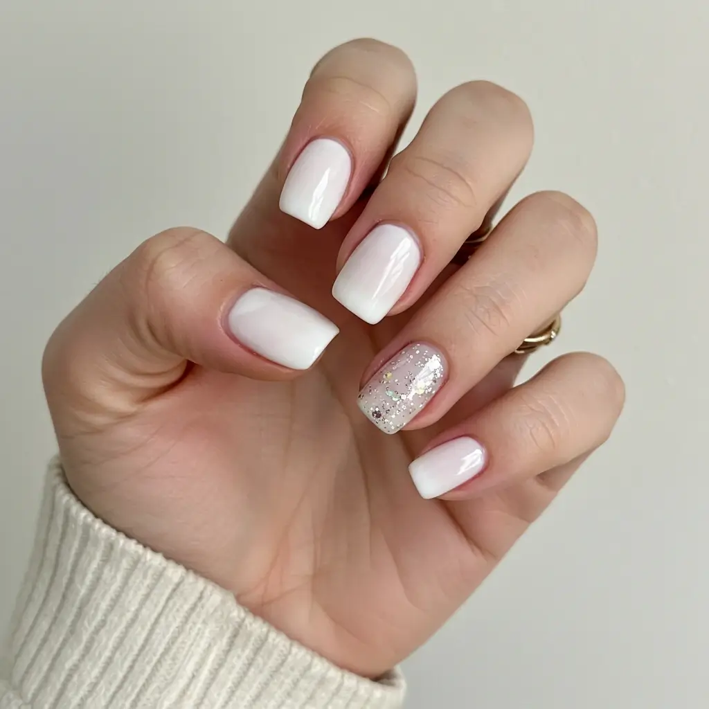 Milky White Spring Nail Design Image