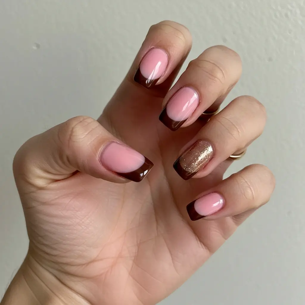 Pink and Brown Nails Image