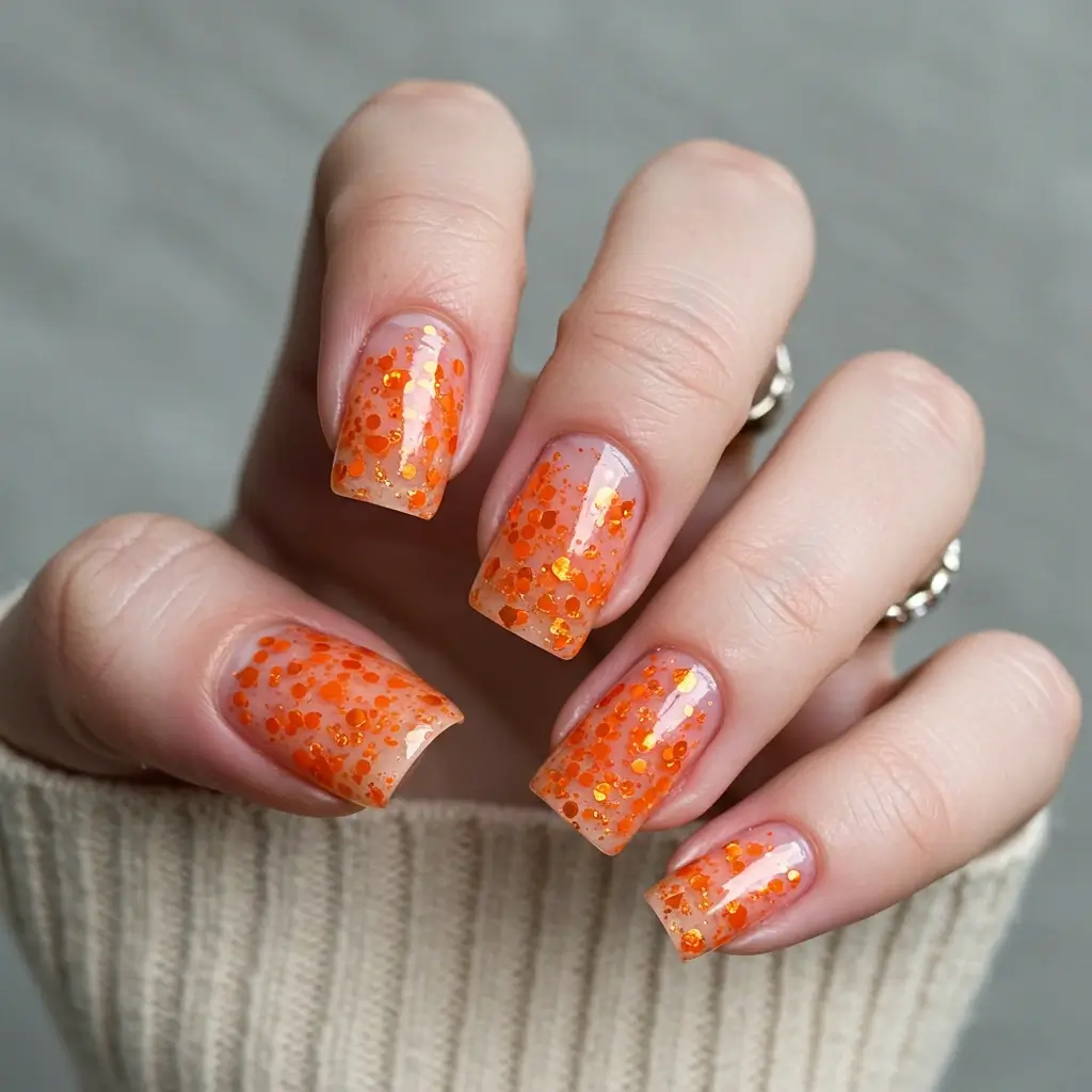 Pumpkin Jelly Confetti Nails Image