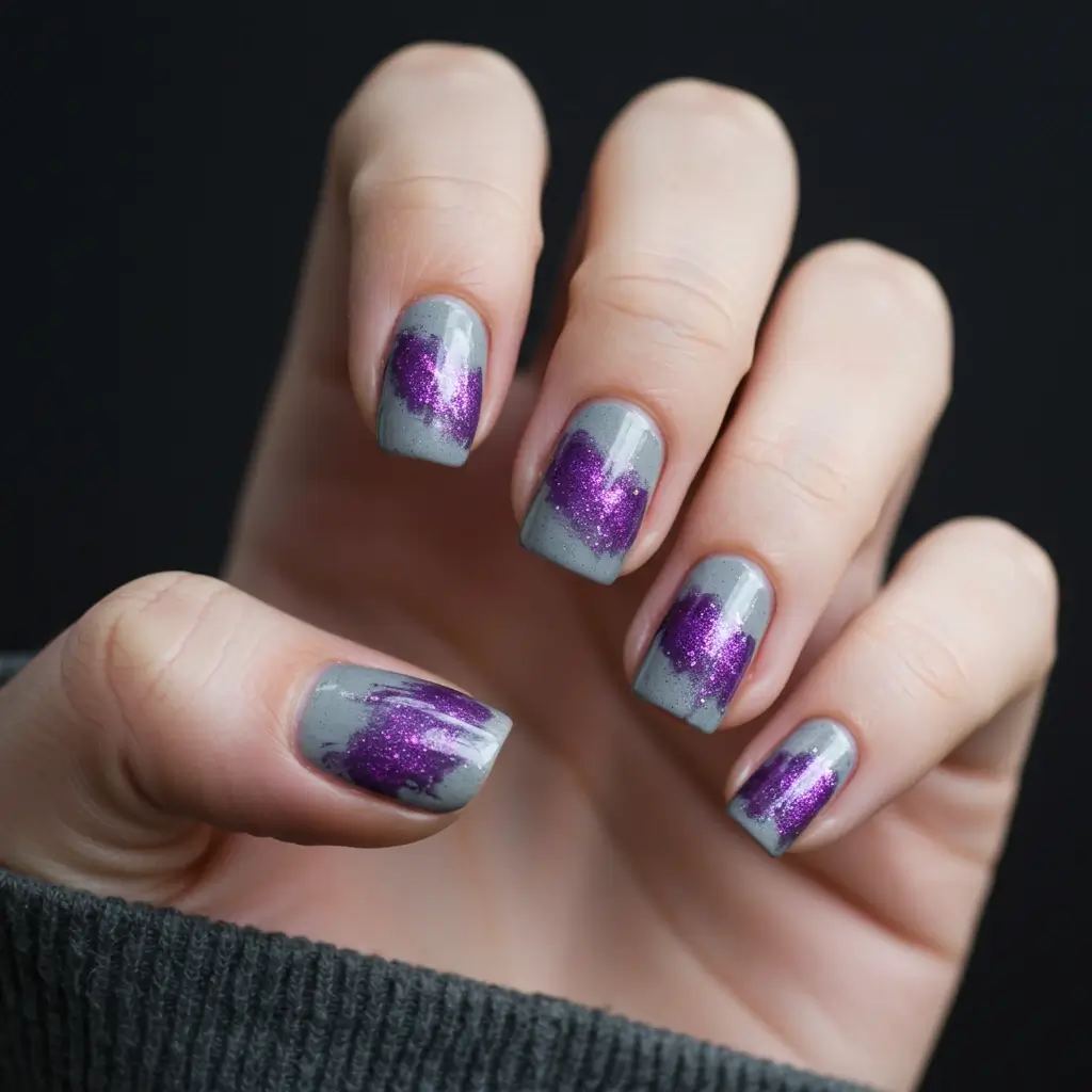 Purple Galaxy Cat-Eye Nails Image