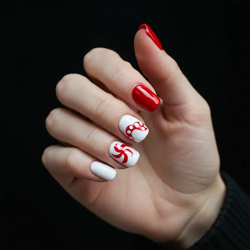 Red and White Witchy Nails Image