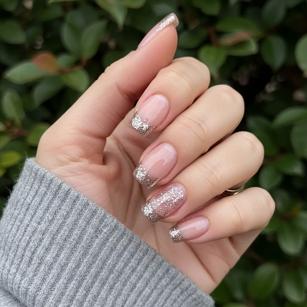 Silver Glitter Nails Image