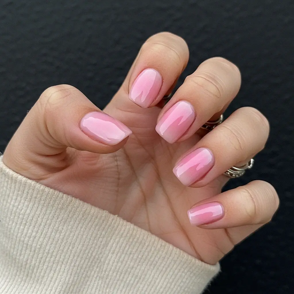 Soft Pink Aura Glow Nails Image