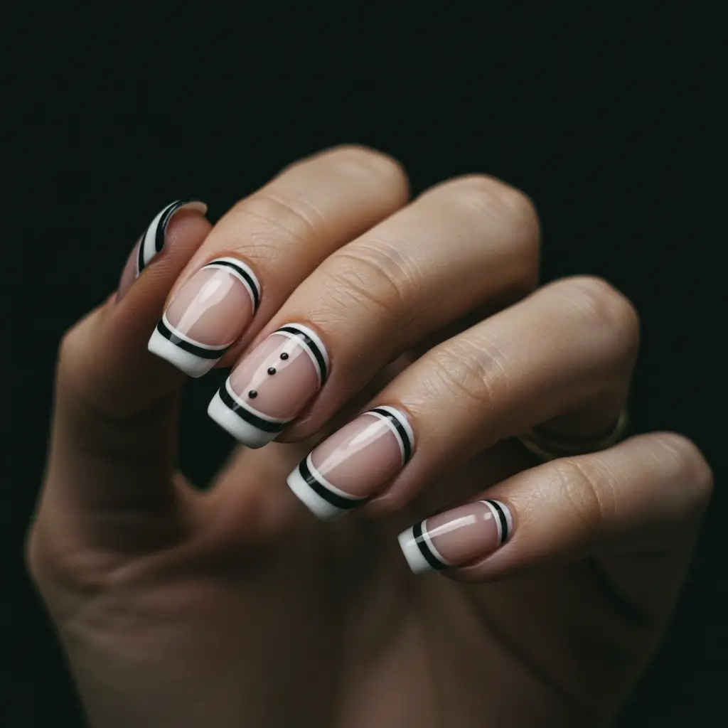 Tuxedo French Nails Image