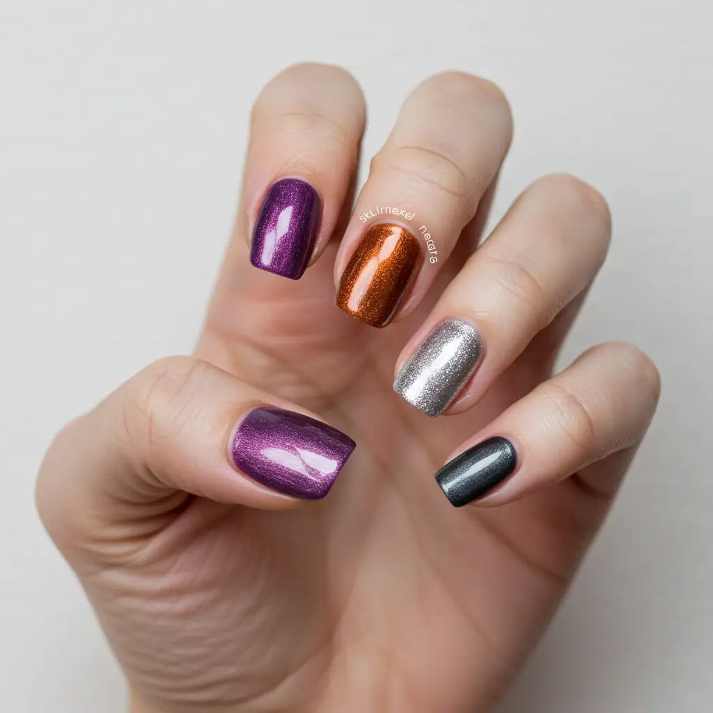 Velvet Halloween Skittle Nails Image