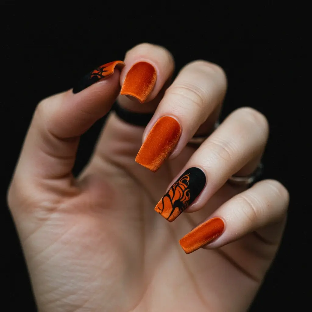 Velvet Pumpkin Nails Image
