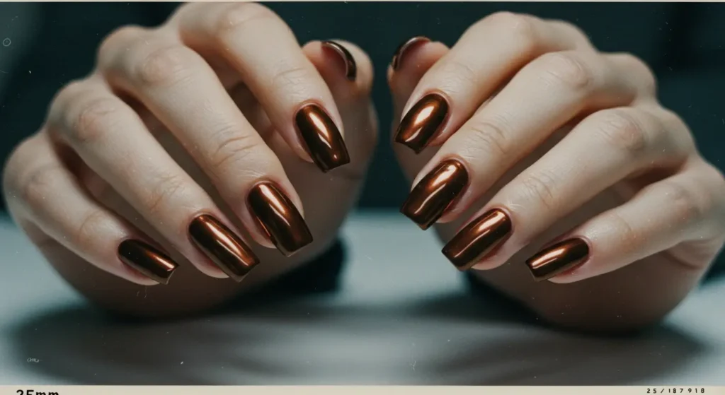 Brown Chrome Nail Designs Image