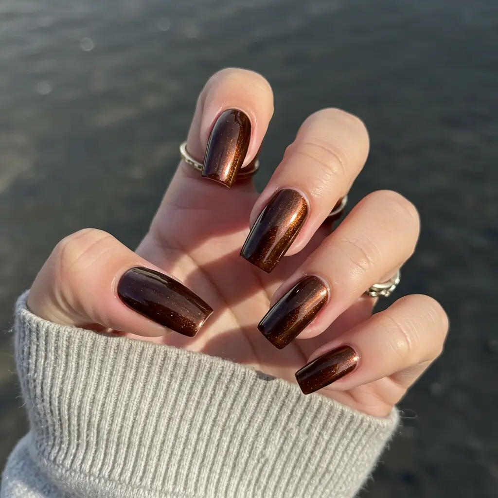 Espresso Velvet Chrome Nails Image