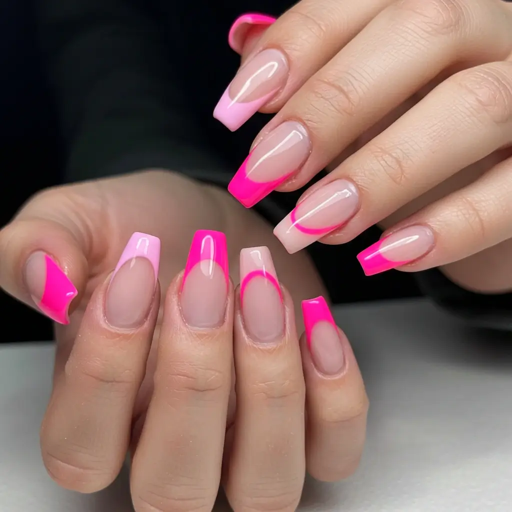 Graphic Two-Tone Pink Nails Image