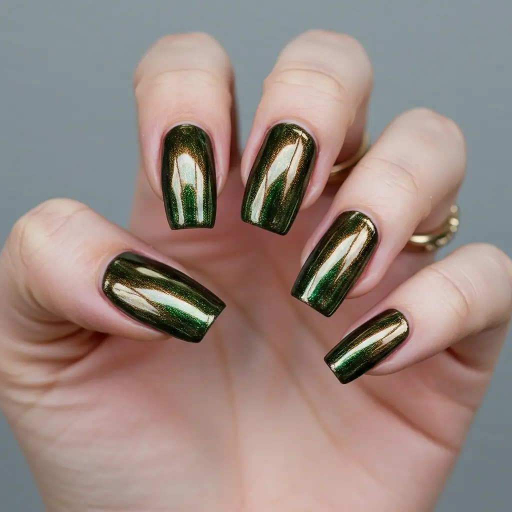 Holographic Gold Nails Image
