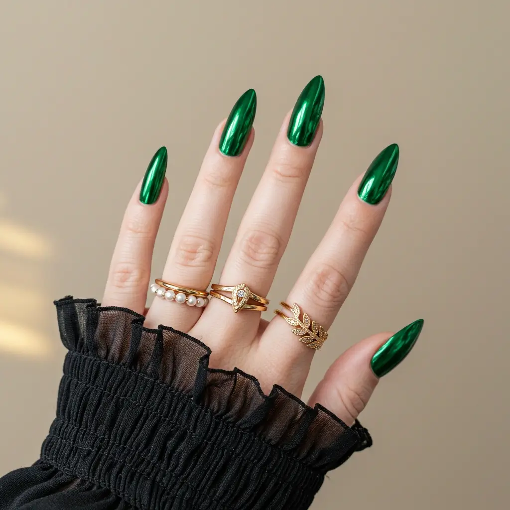 Lime Chrome Nails Image