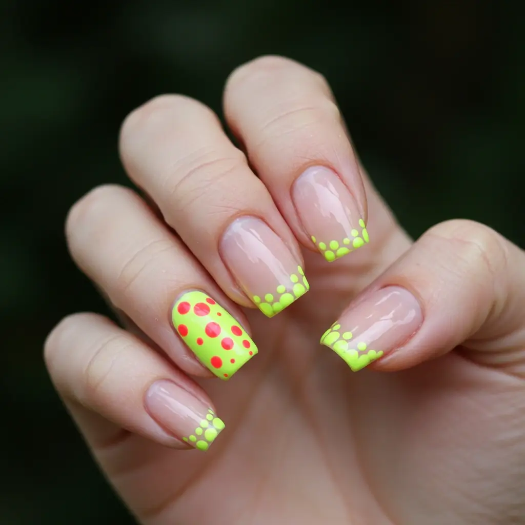Neon Dot Nails Image