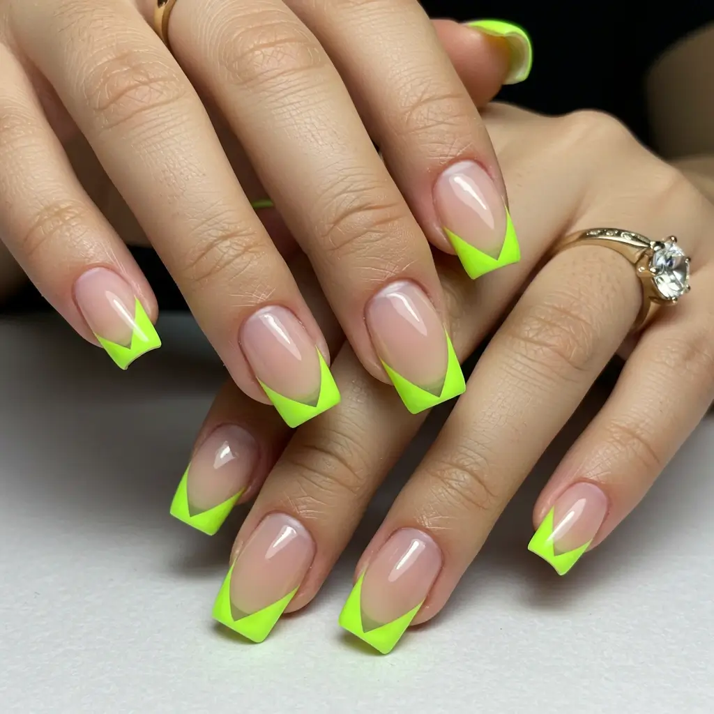 Neon Jelly Diagonal French Tips Image
