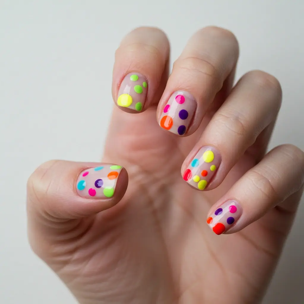 Neon Polka Dot Nails Image