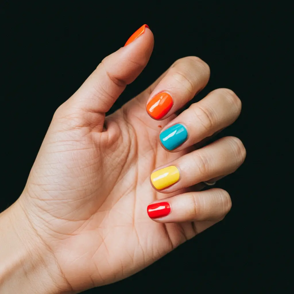Neon Skittle Nails Image