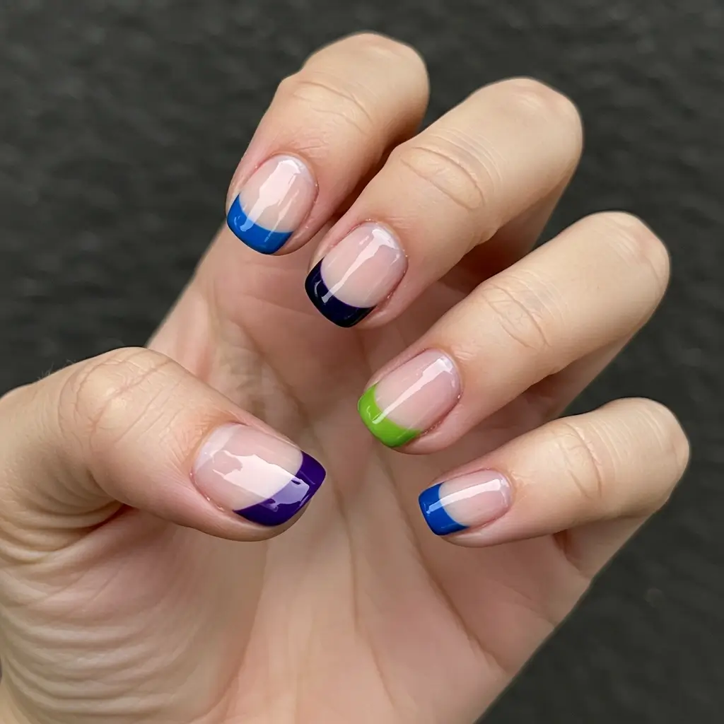 Pastel Color Block French Tips Image
